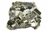 Lustrous Pyrite & Quartz on Sphalerite - Peru #250353-1